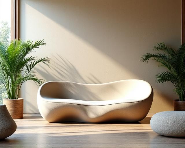 Organic furniture with biomorphic design and natural materials